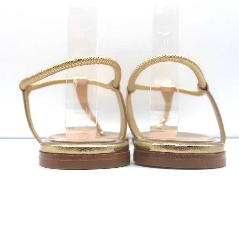 Gianvito Rossi Jaey Flat Thong Sandals Gold Metallic Leather Size 39.5