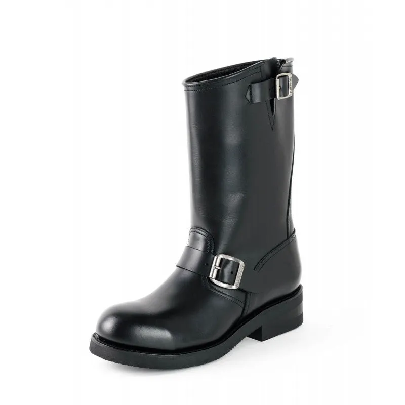 Handmade Black Leather Men's and Women's Biker Boots 1590-6