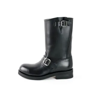 Handmade Black Leather Men's and Women's Biker Boots 1590-6