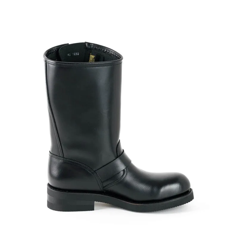 Handmade Black Leather Men's and Women's Biker Boots 1590-6