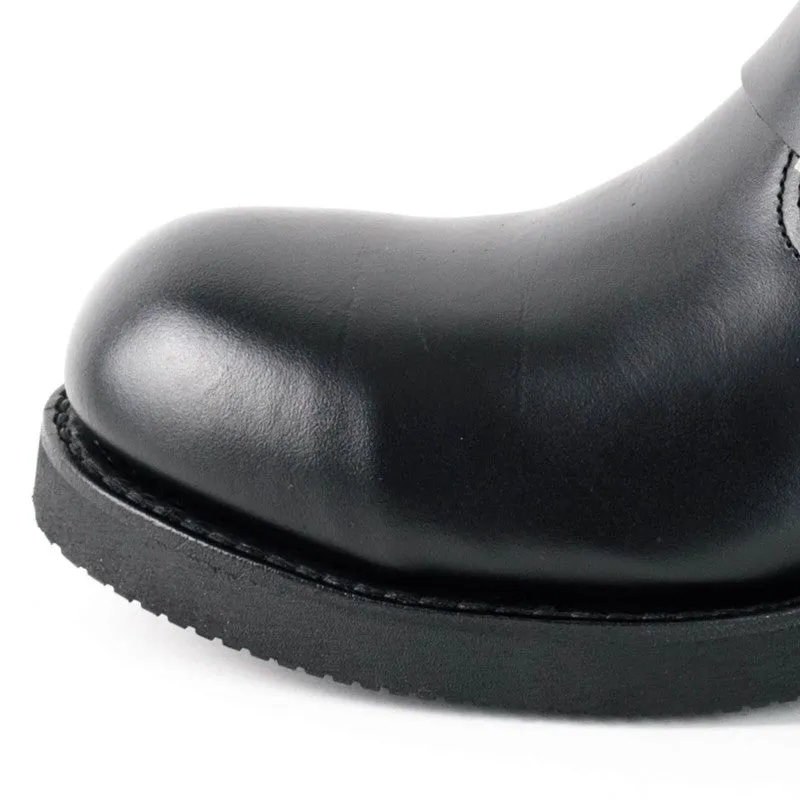 Handmade Black Leather Men's and Women's Biker Boots 1590-6