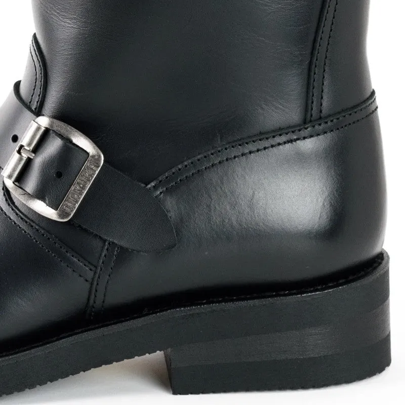 Handmade Black Leather Men's and Women's Biker Boots 1590-6