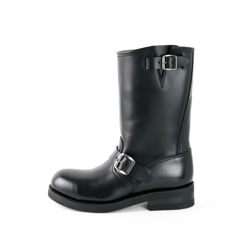 Handmade Black Leather Men's and Women's Biker Boots 1590-6