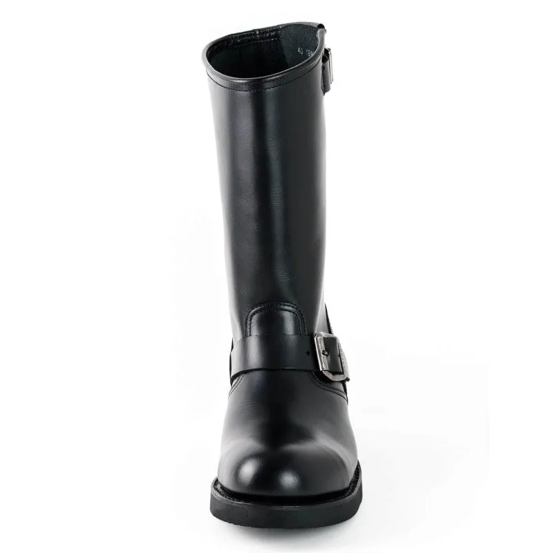 Handmade Black Leather Men's and Women's Biker Boots 1590-6
