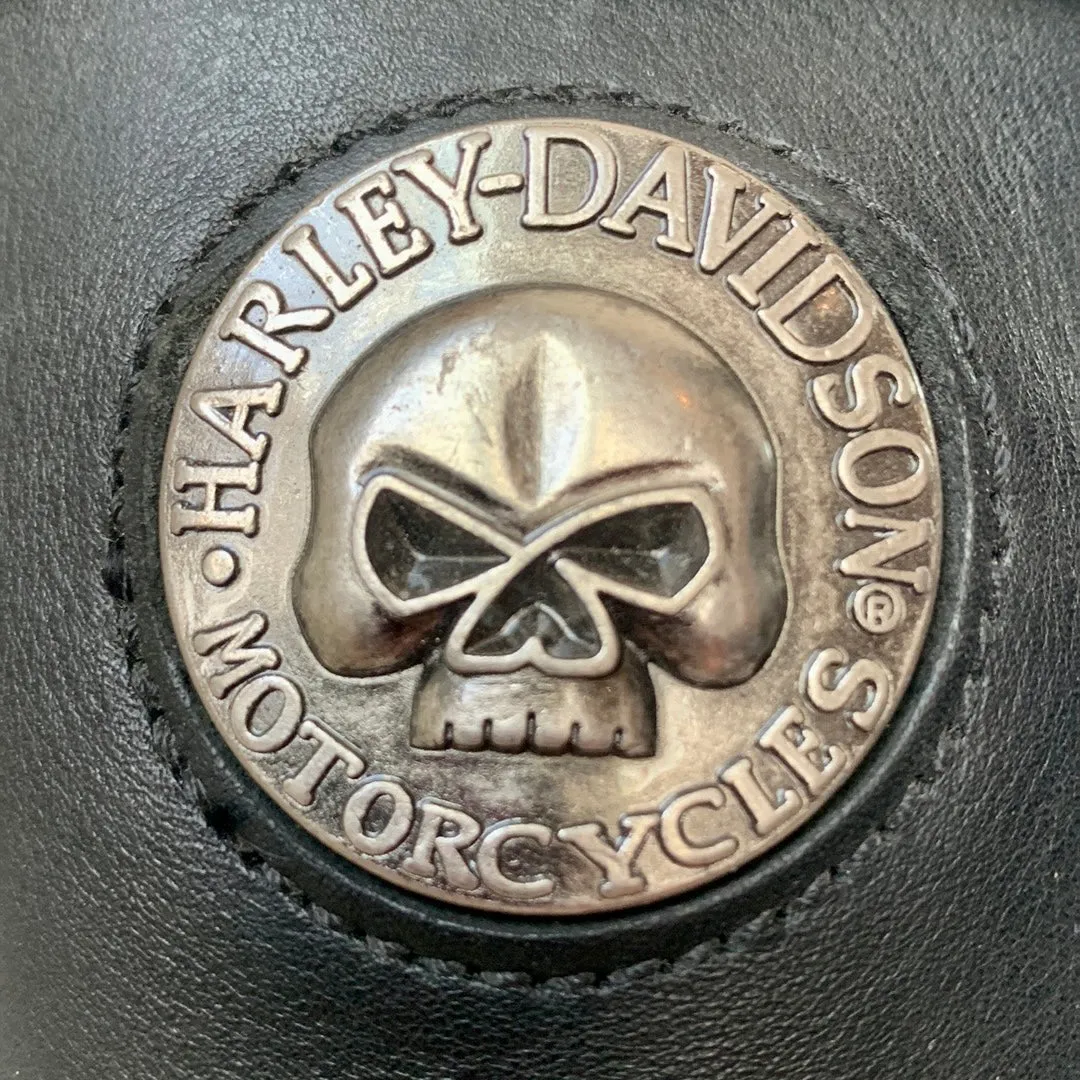 HARLEY-DAVIDSON Vintage Willie G Skull Tall Black Leather Biker Motorcycle Boots