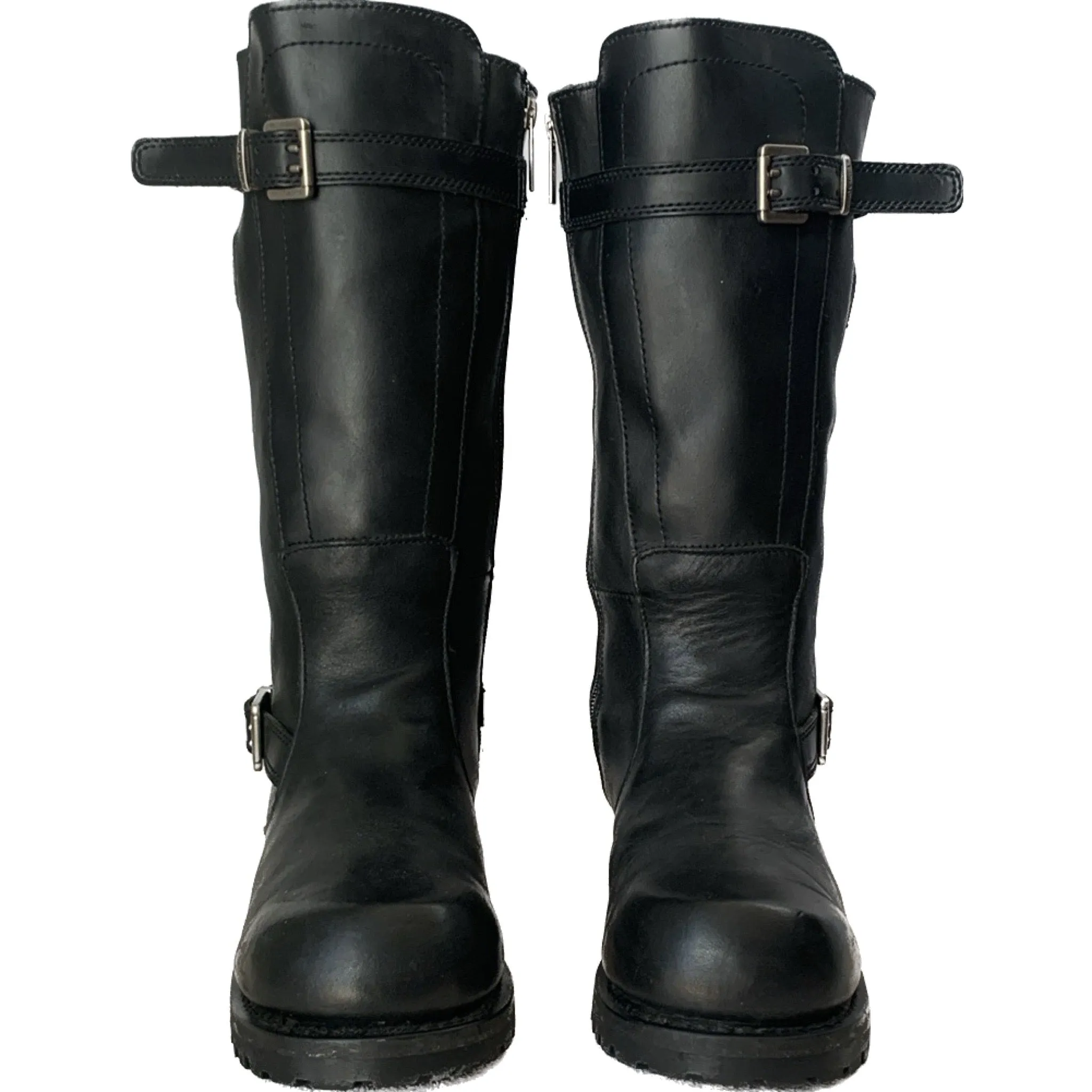 HARLEY-DAVIDSON Vintage Willie G Skull Tall Black Leather Biker Motorcycle Boots