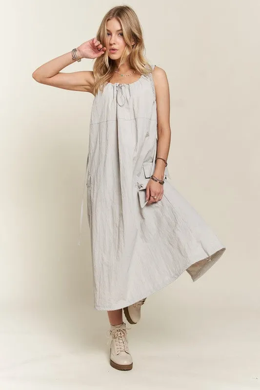 Hazel Blues® |  ADORA Drawstring Slit Back Cargo Dress