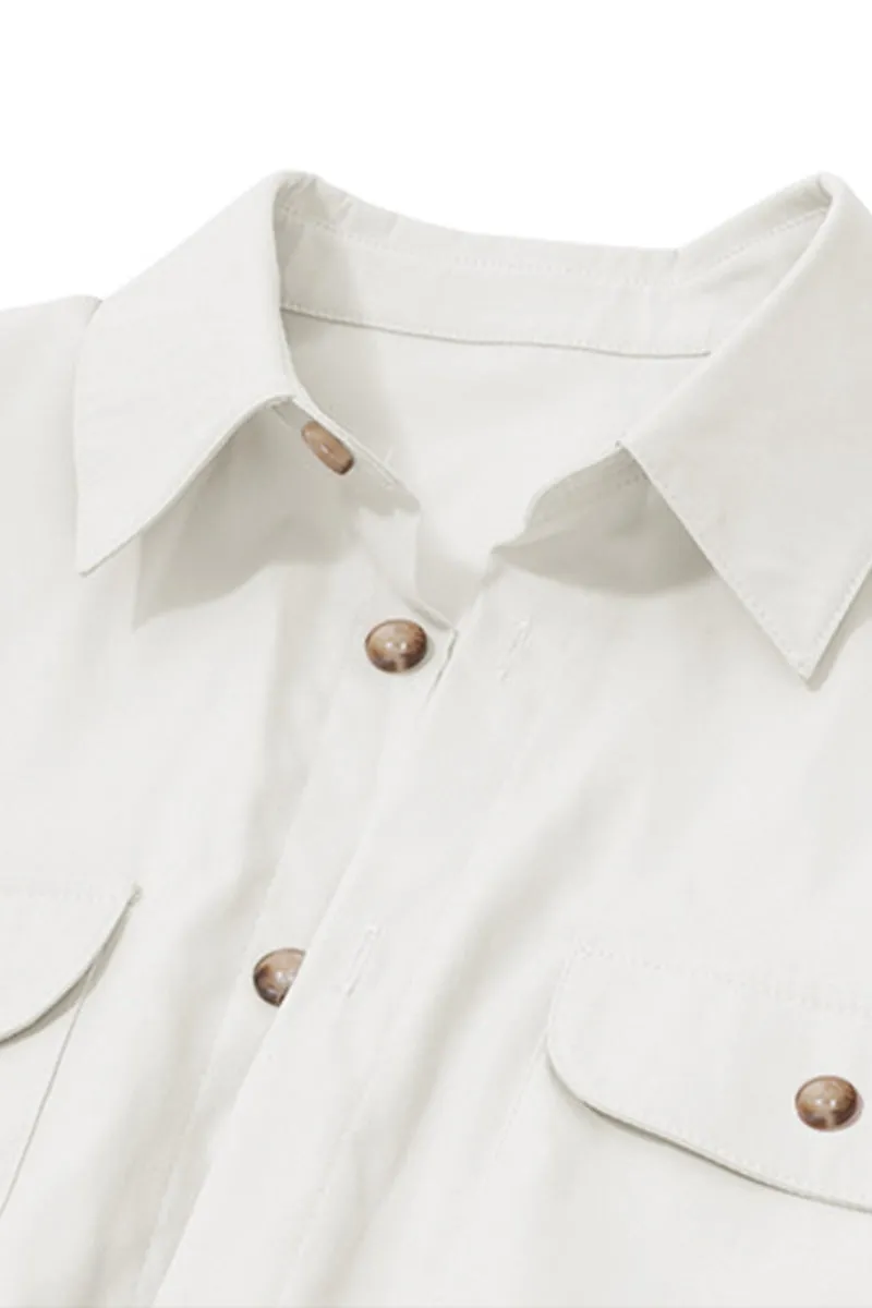 HBZ1139 Belted Utility Shirt Mini Dress