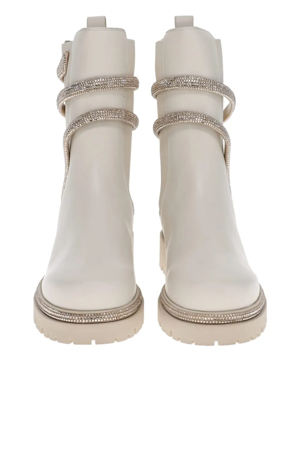 Honey Leather Crystal Biker Boot