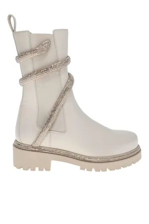 Honey Leather Crystal Biker Boot