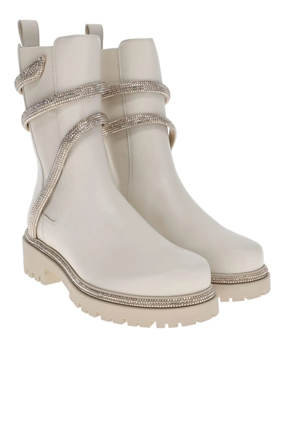 Honey Leather Crystal Biker Boot