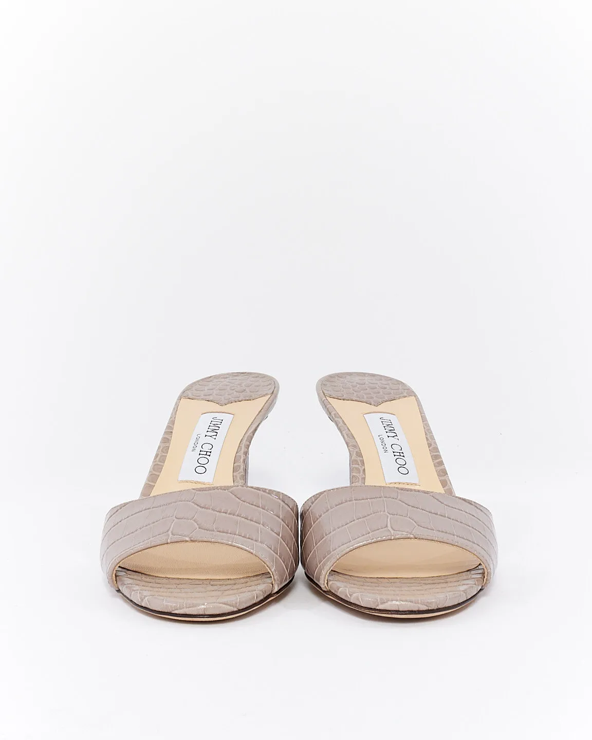 Jimmy Choo Grey Snake Skin Pattern Leather Sandals - 39
