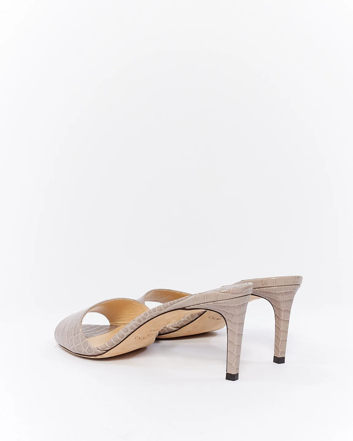Jimmy Choo Grey Snake Skin Pattern Leather Sandals - 39