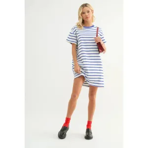 josie striped t shirt dress - blue/white