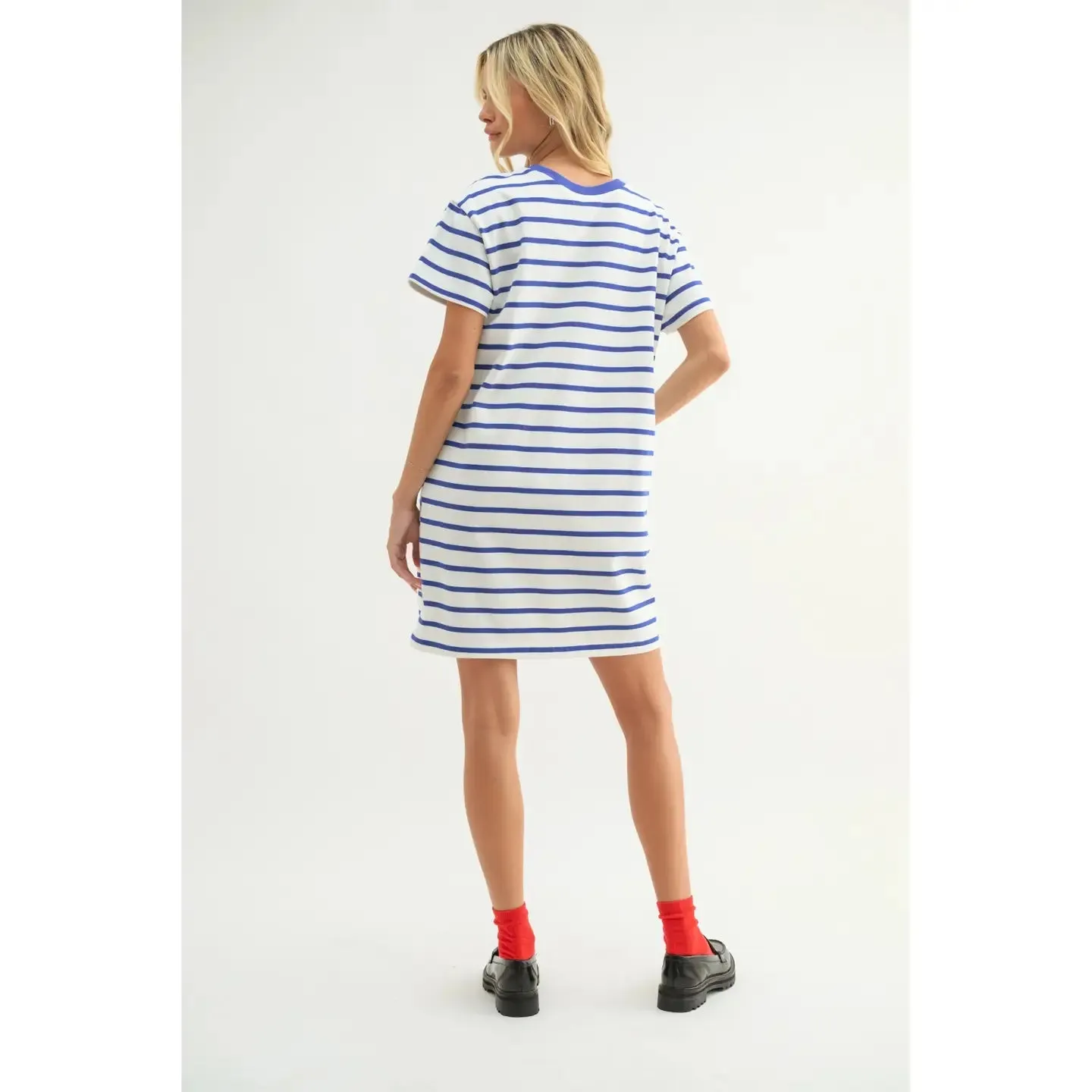 josie striped t shirt dress - blue/white