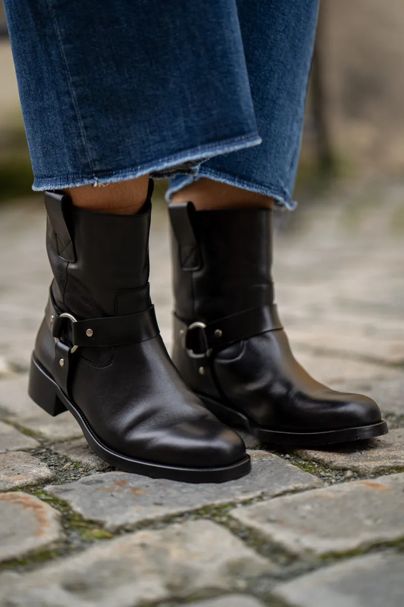 KMB Sort lav biker boots