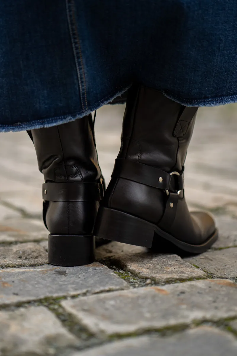 KMB Sort lav biker boots