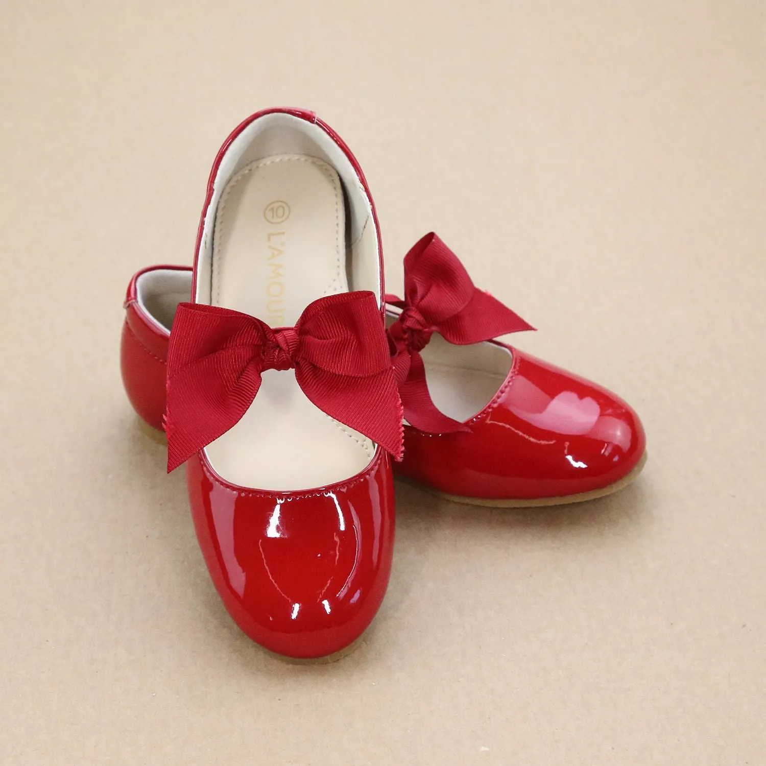 L'Amour Girls Amelia Elastic Strap With Bow Dressy Flat