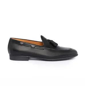 Leather Bow Loafers - Black