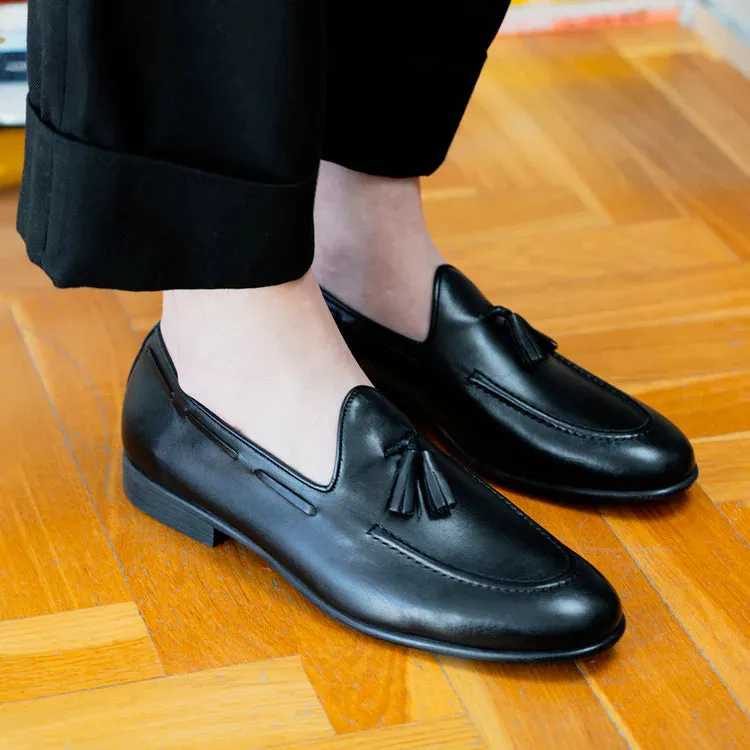 Leather Bow Loafers - Black