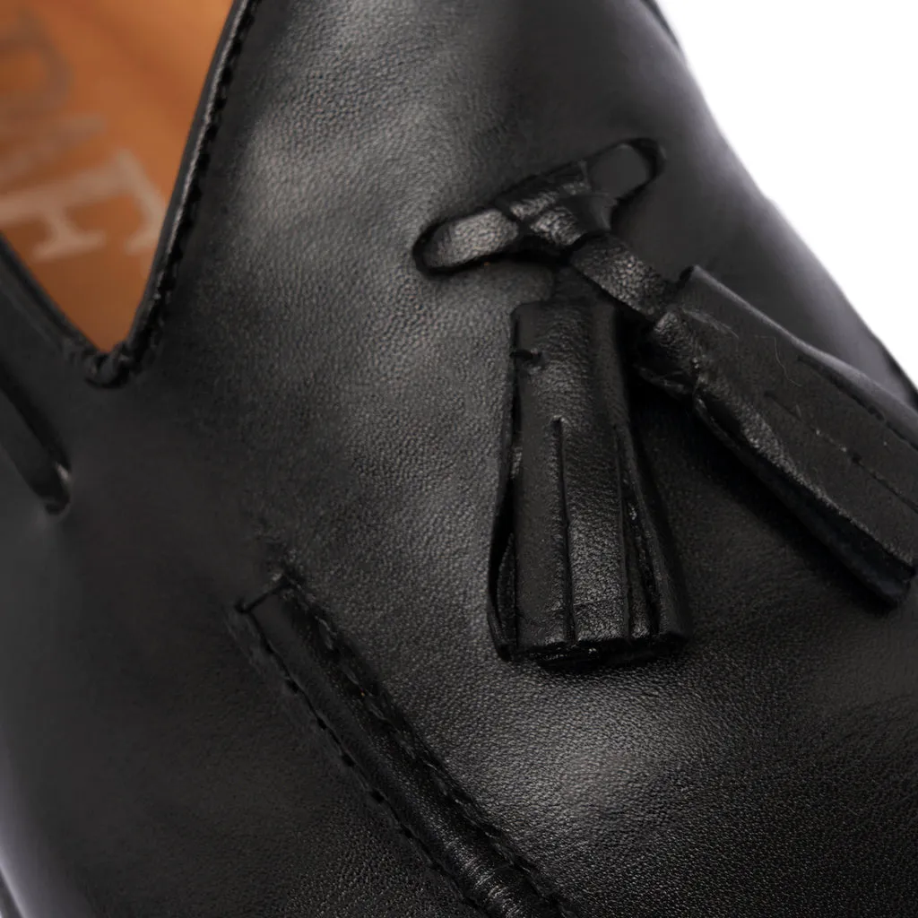 Leather Bow Loafers - Black