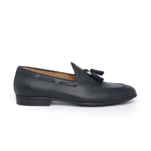 Leather Bow Loafers - Blue