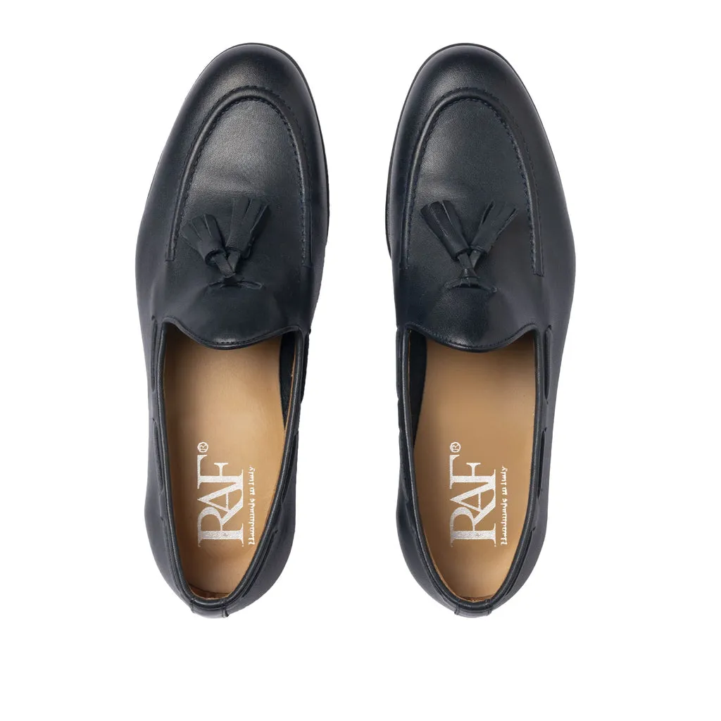 Leather Bow Loafers - Blue
