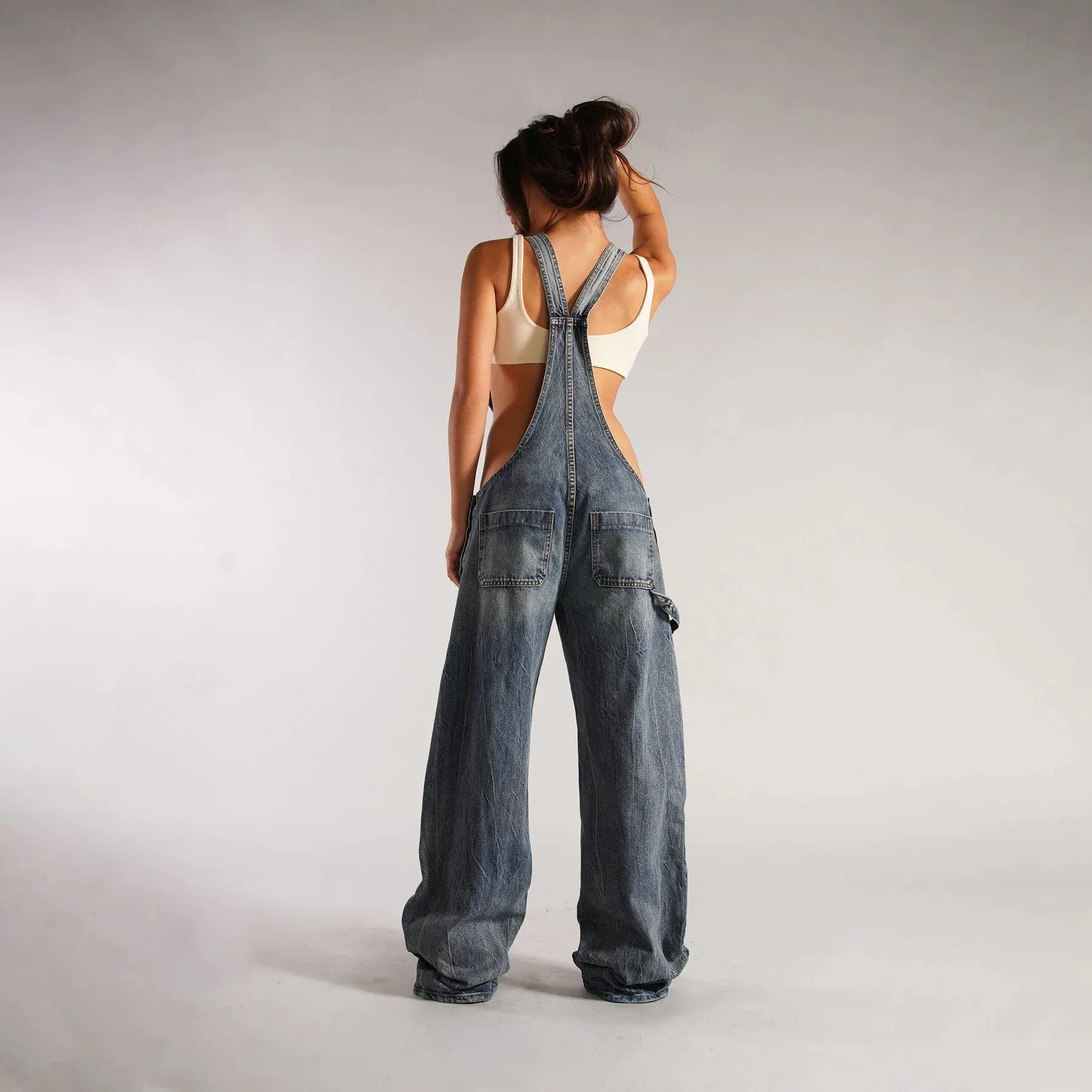 Loose Fit Denim Overalls