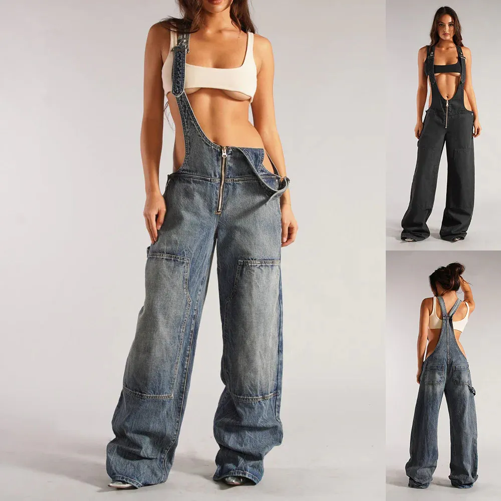 Loose Fit Denim Overalls