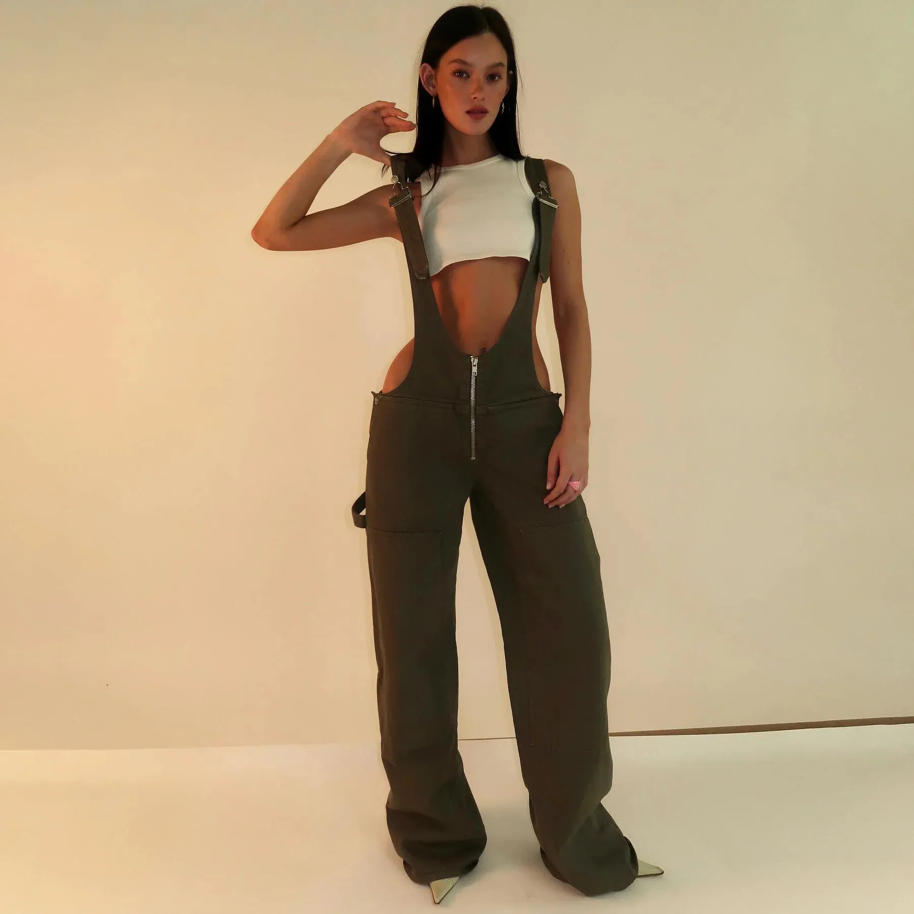 Loose Fit Denim Overalls