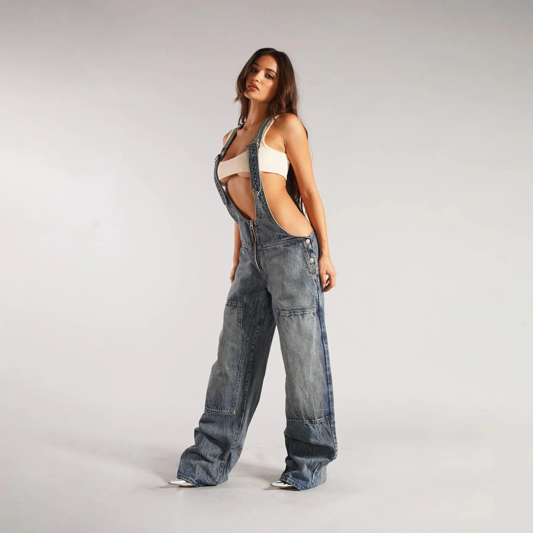 Loose Fit Denim Overalls
