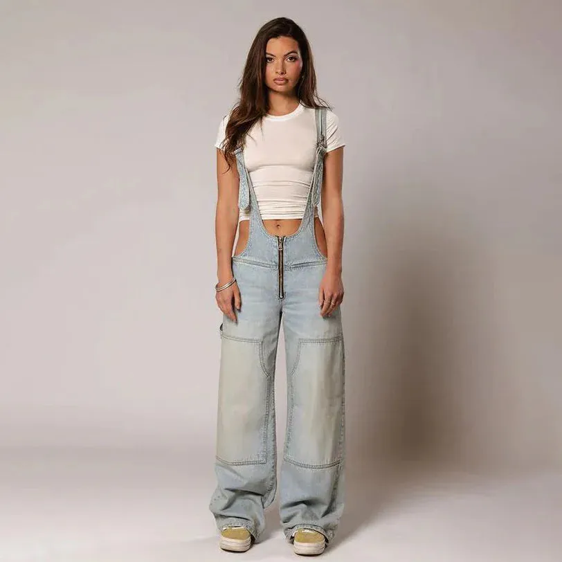 Loose Fit Denim Overalls