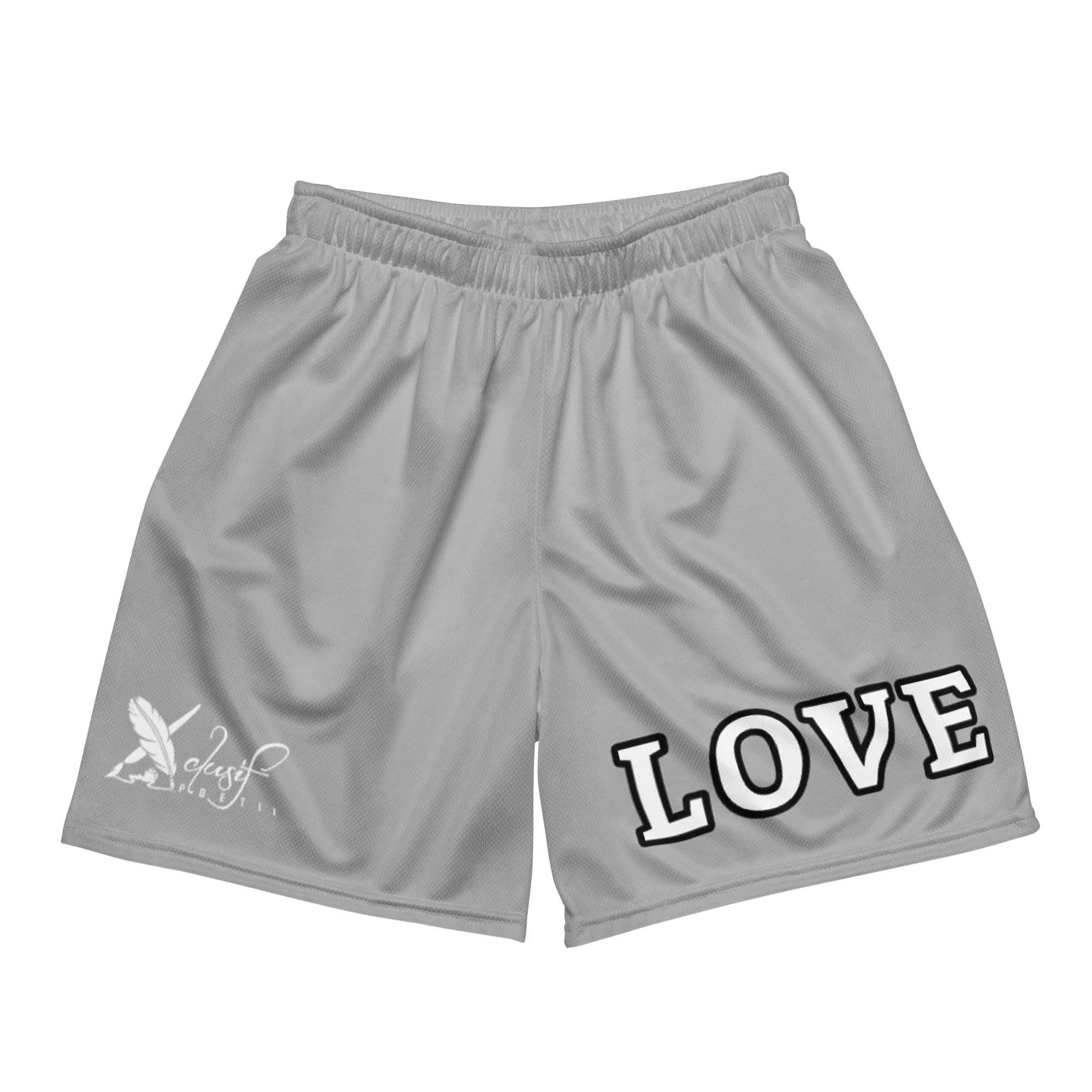 LOVE BY XCLUSIF POETIX SILVER Unisex mesh shorts