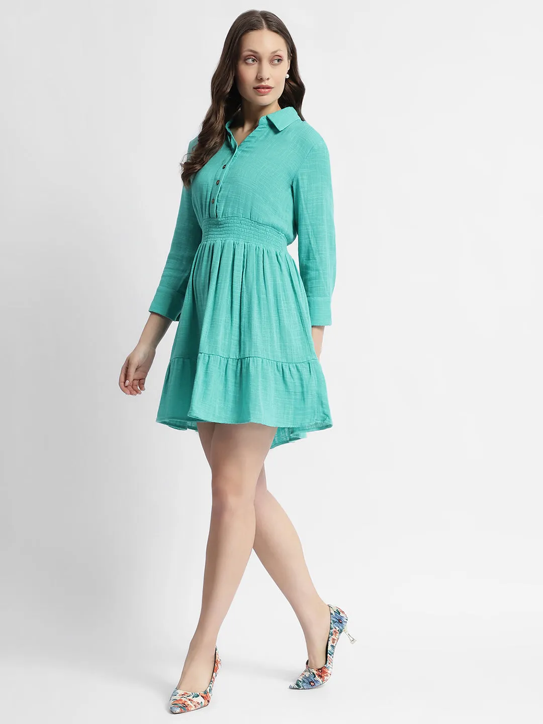 Madame Fit And Flare Sea Green Mini Dress