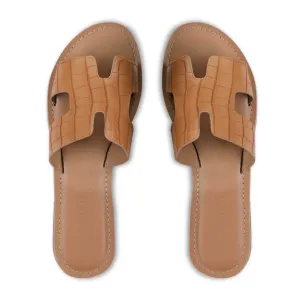 Mayna Tan Textured Slipons