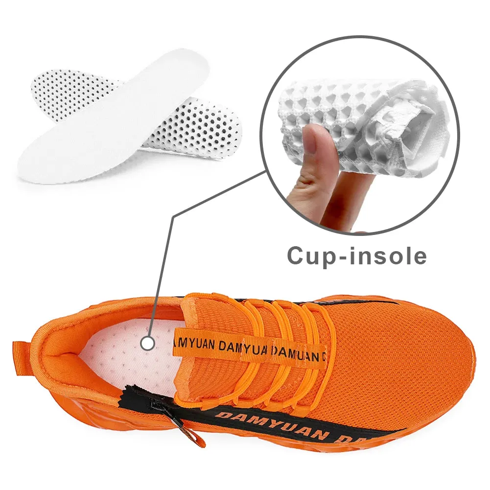Mens Athletic Shoes with Shock Cushioning Cup Insole Breathable Zipper Design Enhanced Fasticity for Optimal Comfort in Sports
