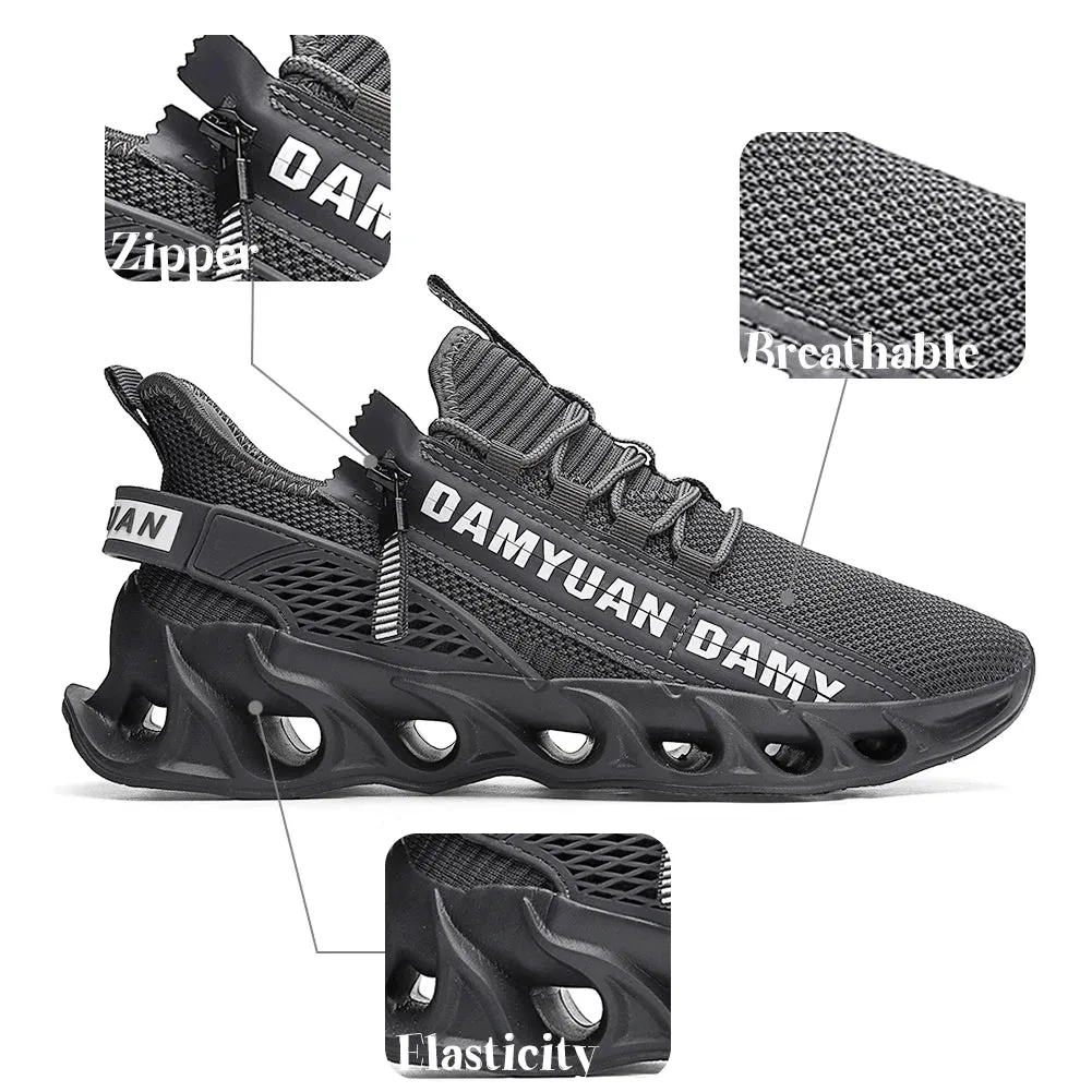 Mens Athletic Shoes with Shock Cushioning Cup Insole Breathable Zipper Design Enhanced Fasticity for Optimal Comfort in Sports