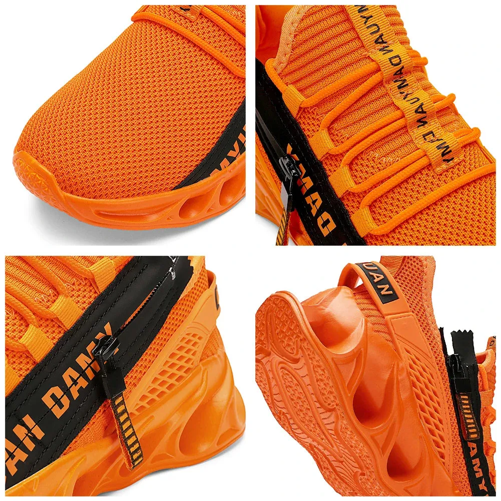 Mens Athletic Shoes with Shock Cushioning Cup Insole Breathable Zipper Design Enhanced Fasticity for Optimal Comfort in Sports