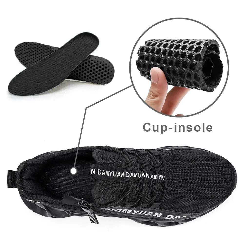Mens Athletic Shoes with Shock Cushioning Cup Insole Breathable Zipper Design Enhanced Fasticity for Optimal Comfort in Sports