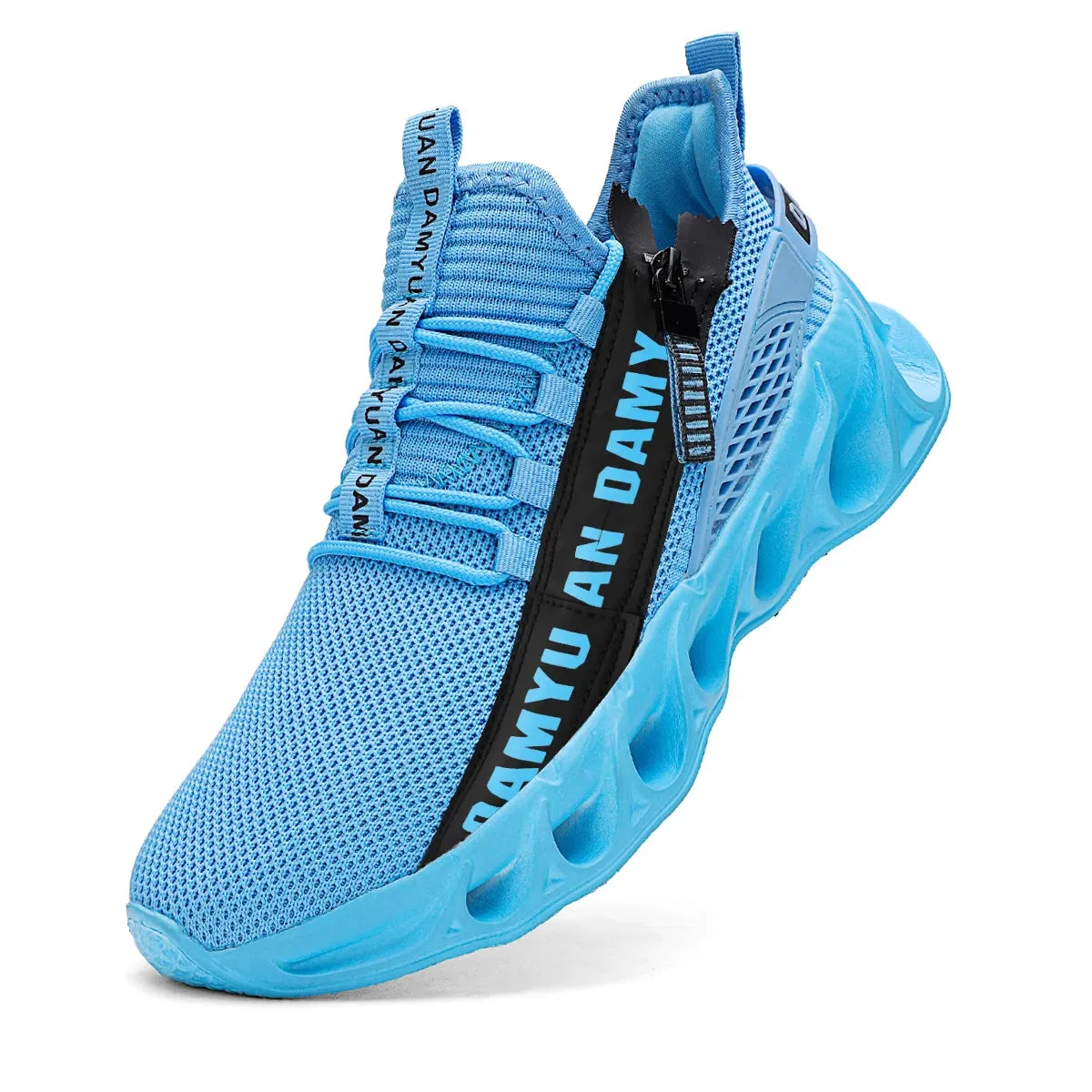 Mens Athletic Shoes with Shock Cushioning Cup Insole Breathable Zipper Design Enhanced Fasticity for Optimal Comfort in Sports