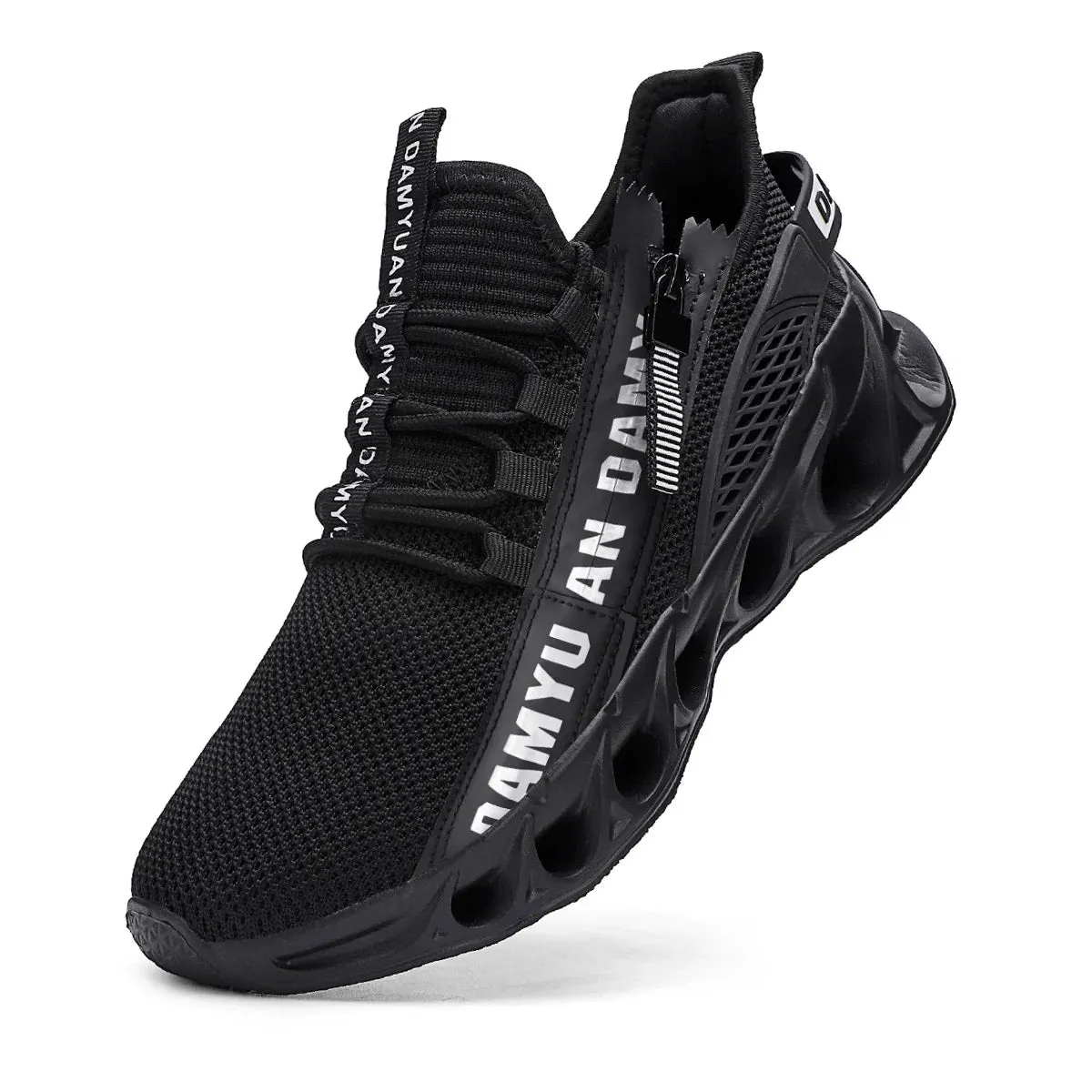 Mens Athletic Shoes with Shock Cushioning Cup Insole Breathable Zipper Design Enhanced Fasticity for Optimal Comfort in Sports