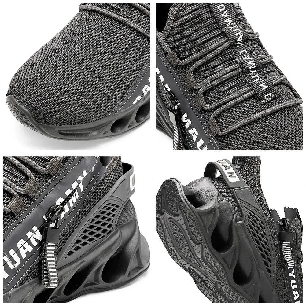 Mens Athletic Shoes with Shock Cushioning Cup Insole Breathable Zipper Design Enhanced Fasticity for Optimal Comfort in Sports