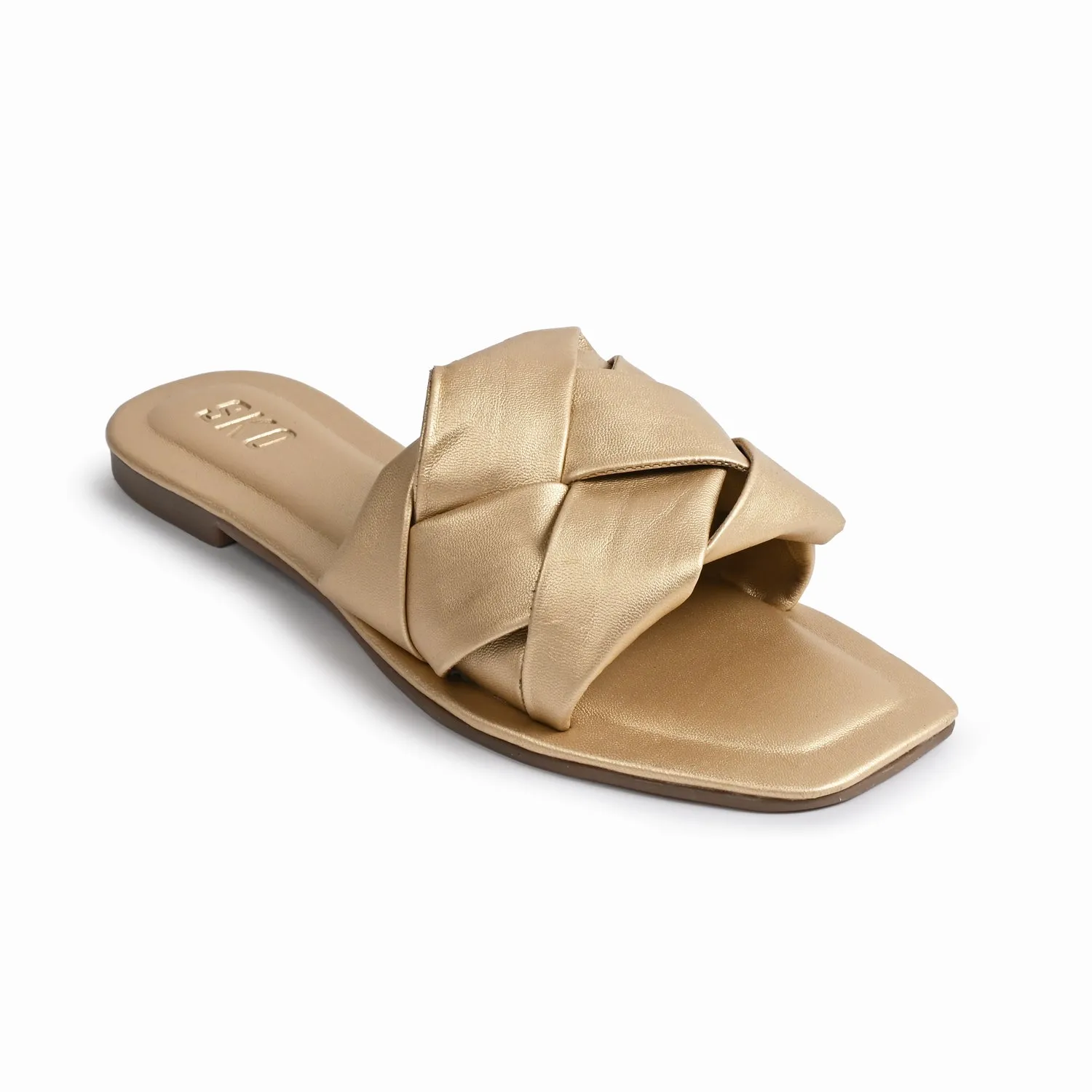 Messina Gold Flat Sandals For Women