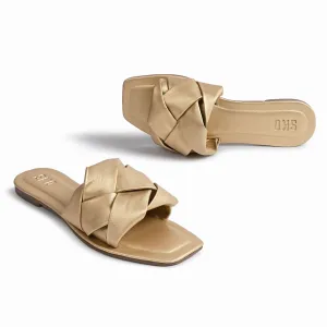 Messina Gold Flat Sandals For Women