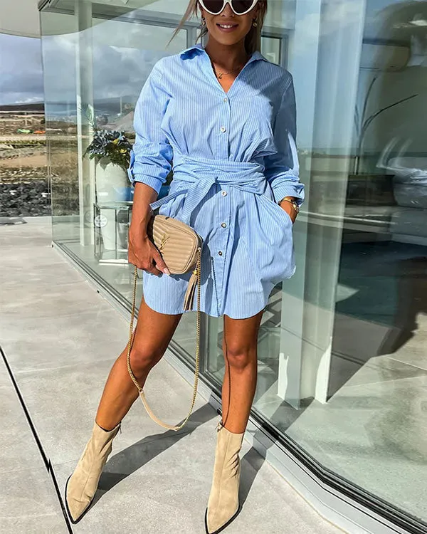 Myca – Women’s Long Shirt Dress With Belt