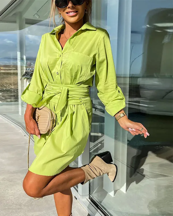 Myca – Women’s Long Shirt Dress With Belt