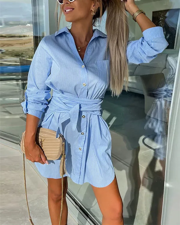 Myca – Women’s Long Shirt Dress With Belt