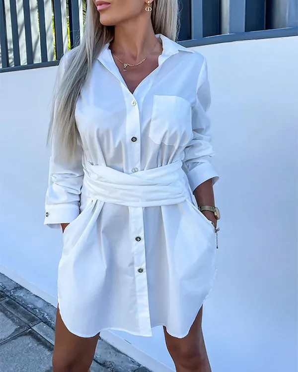 Myca – Women’s Long Shirt Dress With Belt