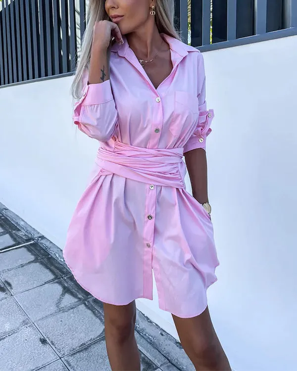 Myca – Women’s Long Shirt Dress With Belt