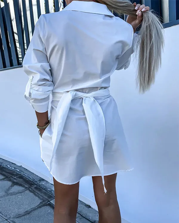 Myca – Women’s Long Shirt Dress With Belt